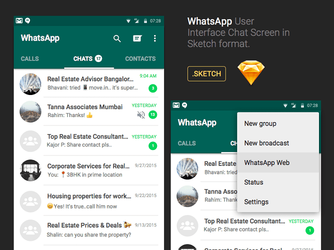 Интерфейс приложения WhatsApp на Android