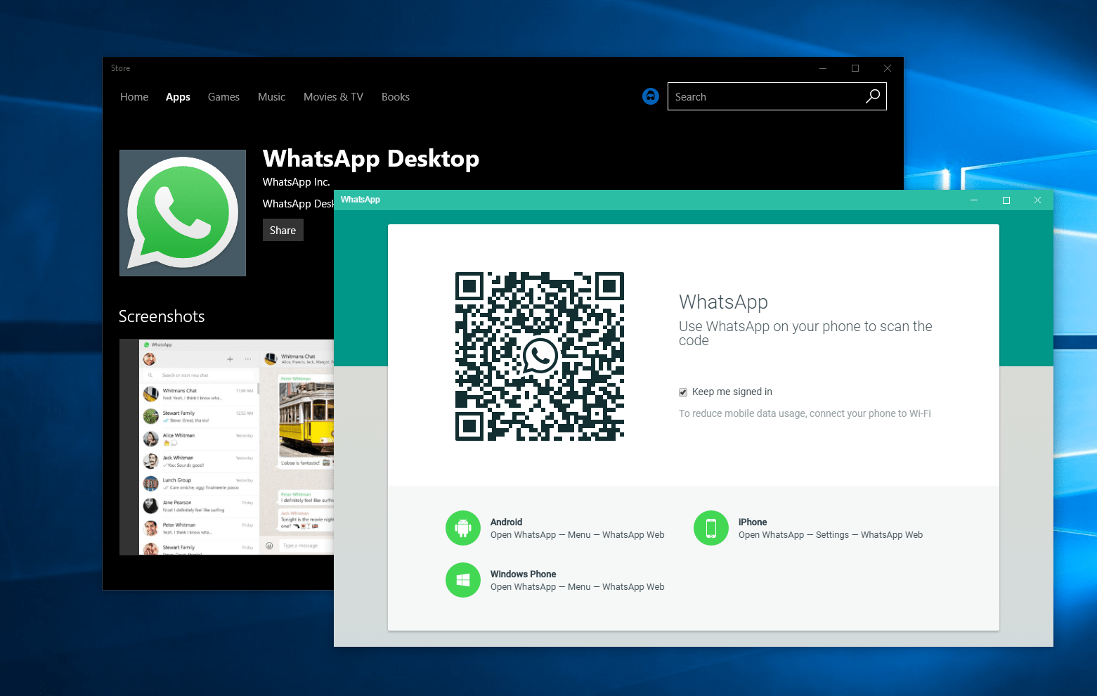Процесс установки WhatsApp на Windows 10