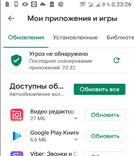 Обновление приложений на Android