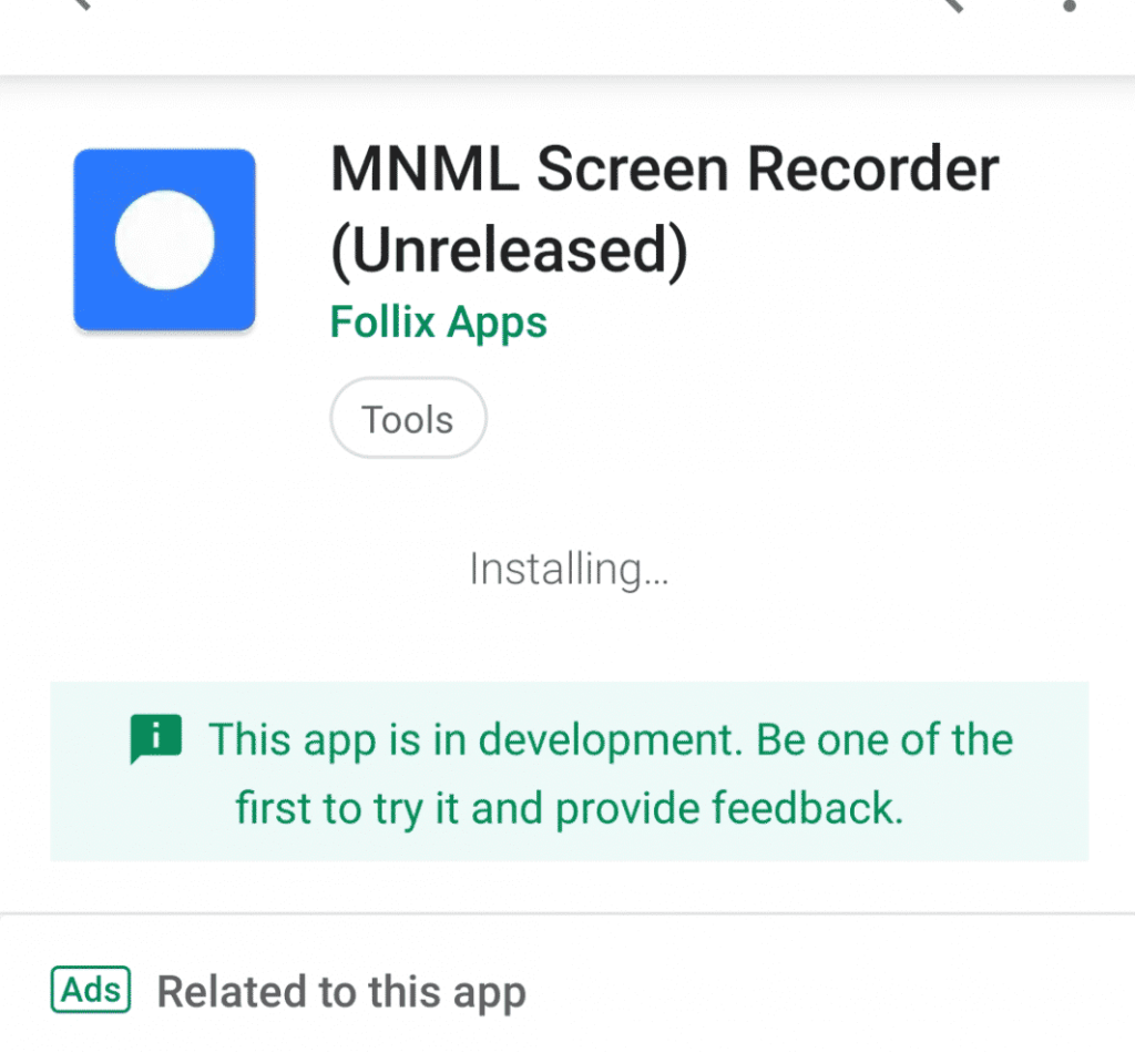 Загрузка приложения MNML Screen Recorder