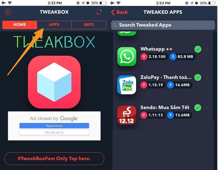 Применение TweakBox и WhatsApp