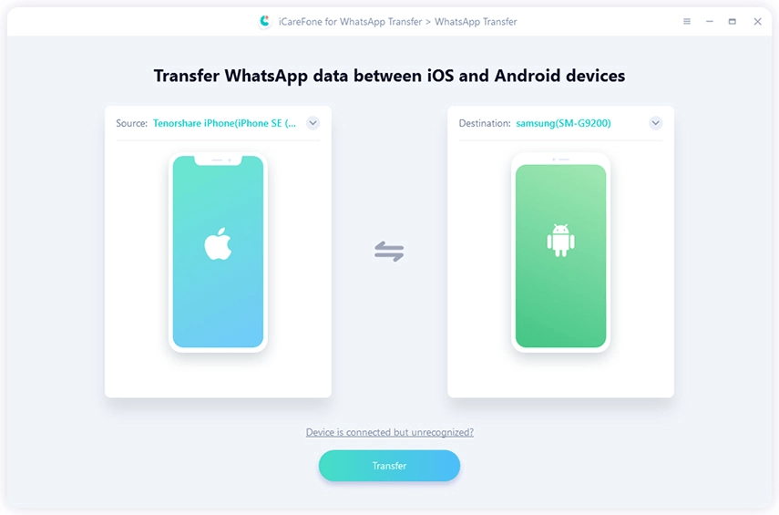 Использование Tenorshare iCareFone for Whatsapp transfer для переноса WhatsApp