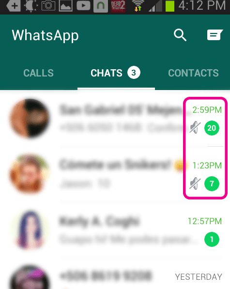 Непрочитанные сообщения в WhatsApp