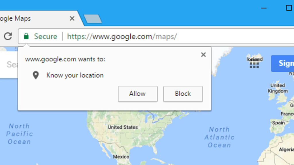 Site asking for your location