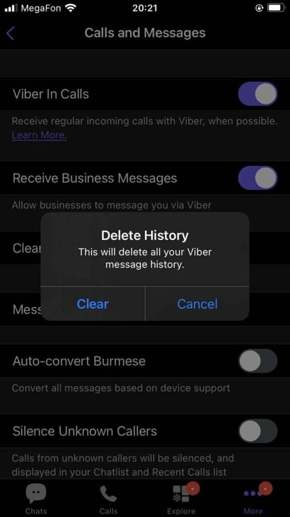 Viber showing 1 unread message icon, but there is none