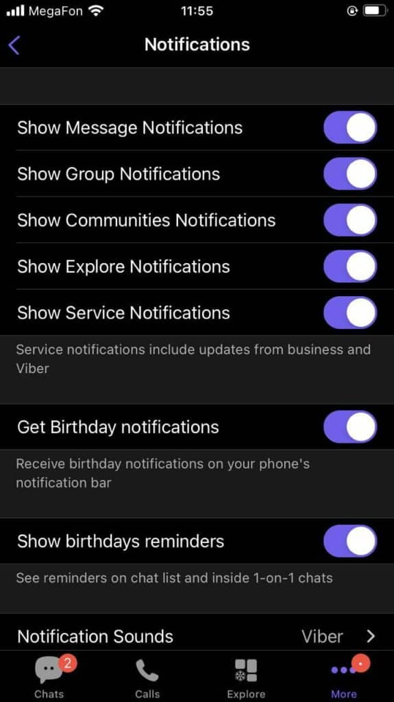 No recibir notificaciones de Viber en iPhone